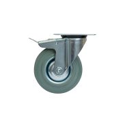 Колесо поворотное серая резина SCB 63 f 160 мм с тормозом